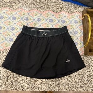 ALO Yoga Varsity Black Circle Skirt with Elastic Waistband